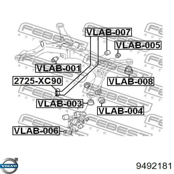 Купить 9492181 Volvo Сайлентблок задней балки