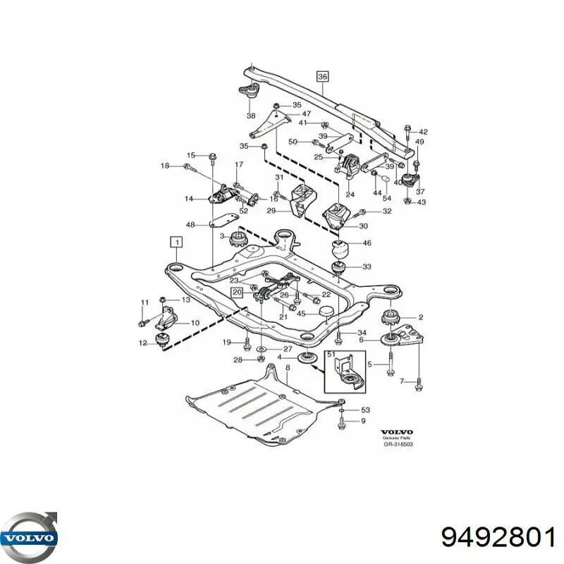 Передняя опора двигателя 9492801 Volvo