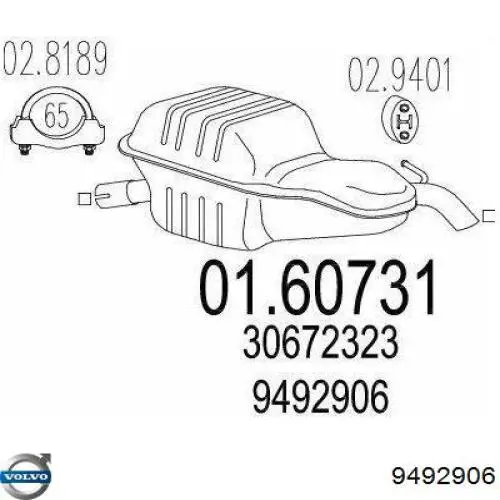 Выхлоп задний Volvo 9492906 цена, от 117.80 USD