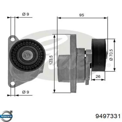 Натяжитель приводного ремня 9497331 Volvo