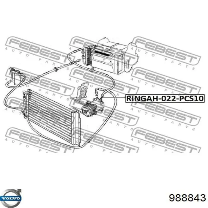 Купить 988843 Volvo Уплотнительное кольцо трубки кондиционера