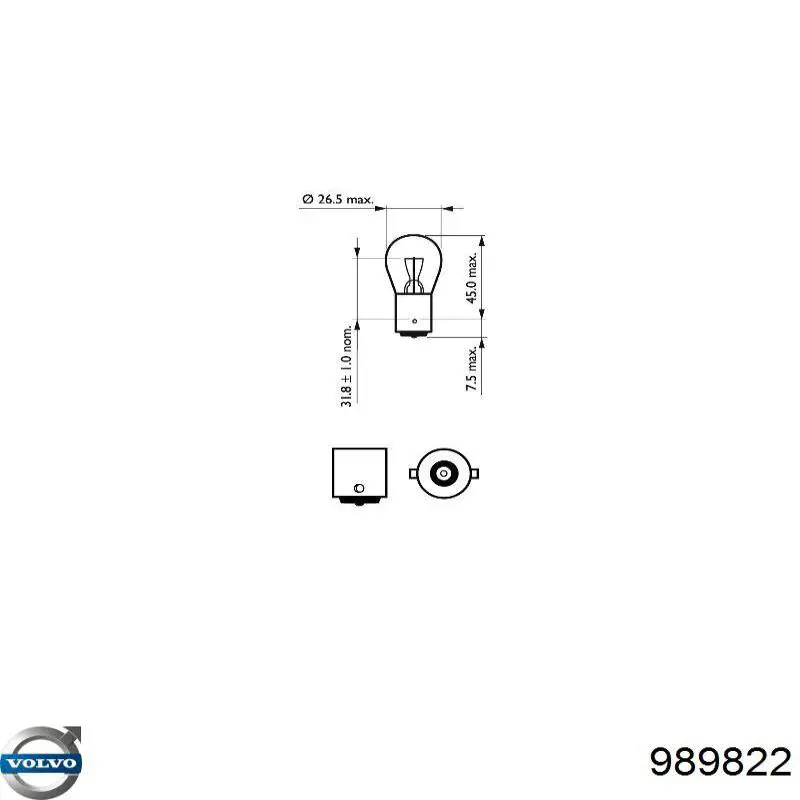 Лампочка накаливания Volvo 989822 цена, от 1.24 USD