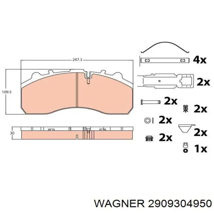 Передние тормозные колодки 2909304950 Wagner