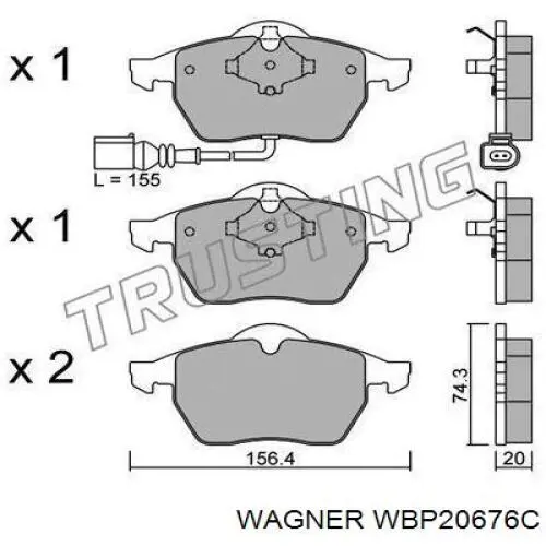 Wbp20676c Wagner колодки тормозные передние дисковые