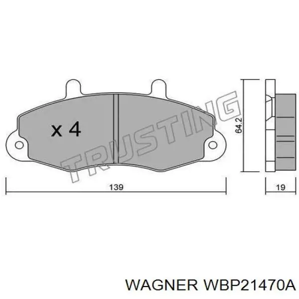 WBP21470A Wagner колодки тормозные передние дисковые