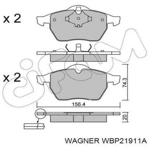 WBP21911A Wagner колодки тормозные передние дисковые