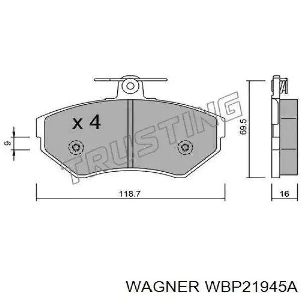 WBP21945A Wagner колодки тормозные передние дисковые