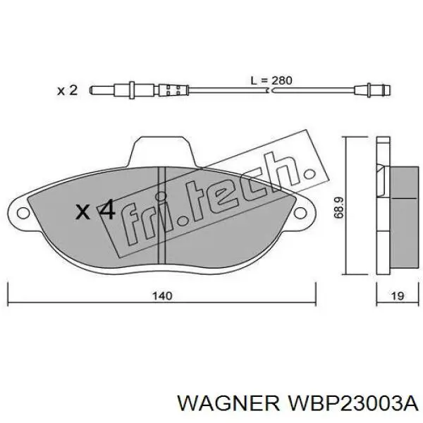 WBP23003A Wagner колодки тормозные передние дисковые