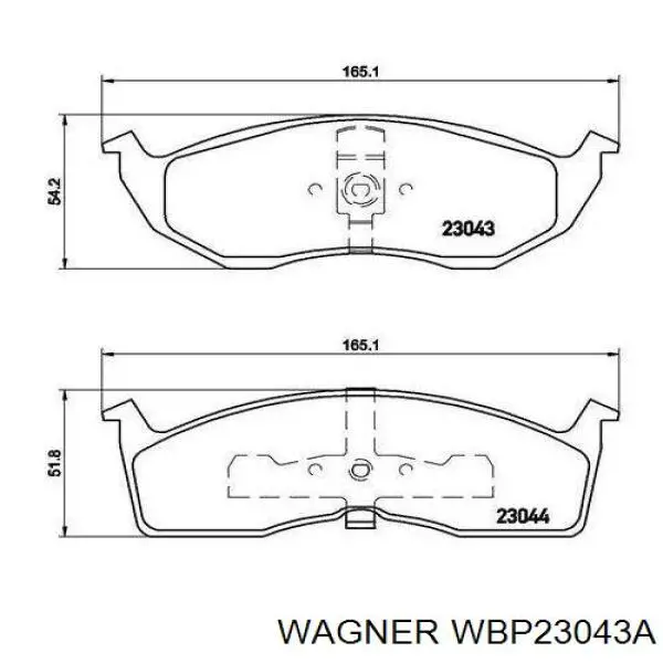 Колодки тормозные передние дисковые WAGNER WBP23043A