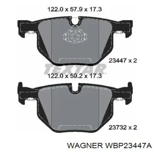 WBP23447A Wagner колодки тормозные задние дисковые