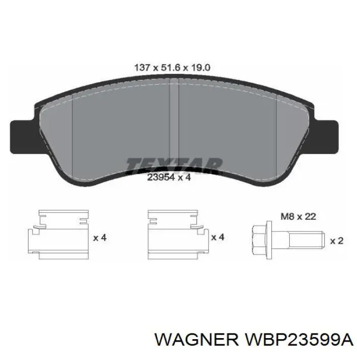 Передние тормозные колодки WBP23599A Wagner