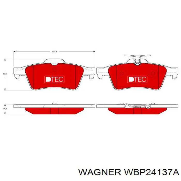 WBP24137A Wagner колодки тормозные задние дисковые