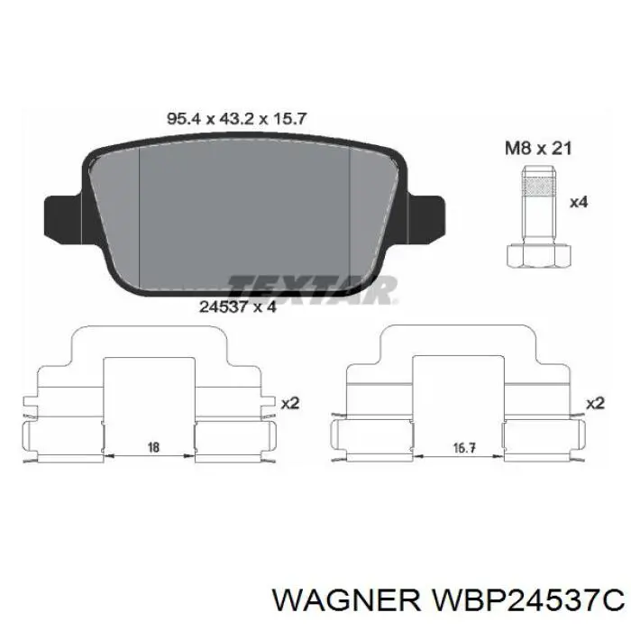 WBP24537C Wagner колодки тормозные задние дисковые