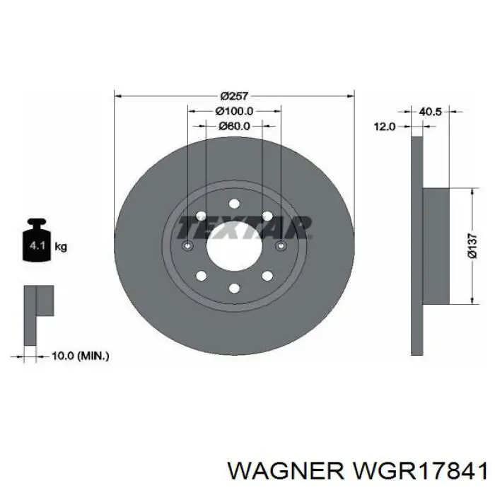WGR17841 Wagner диск тормозной передний