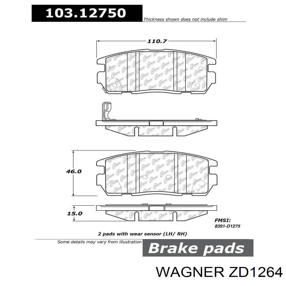 Купить ZD1264 Wagner Колодки тормозные