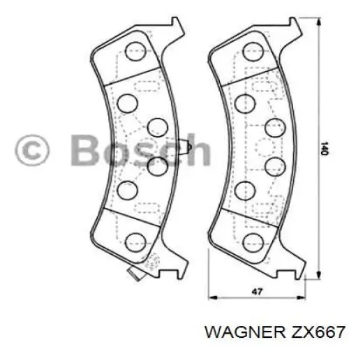 Задние тормозные колодки ZX667 Wagner