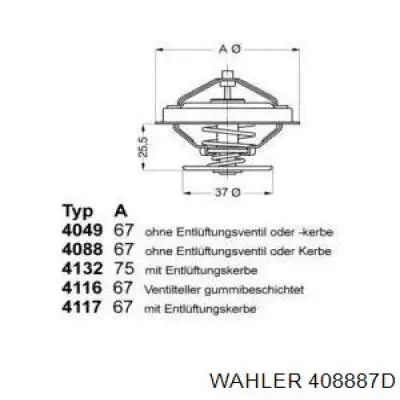 Купить 408887D Wahler Автомобильный термостат