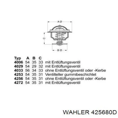 Купить 425680D Wahler Автомобильный термостат