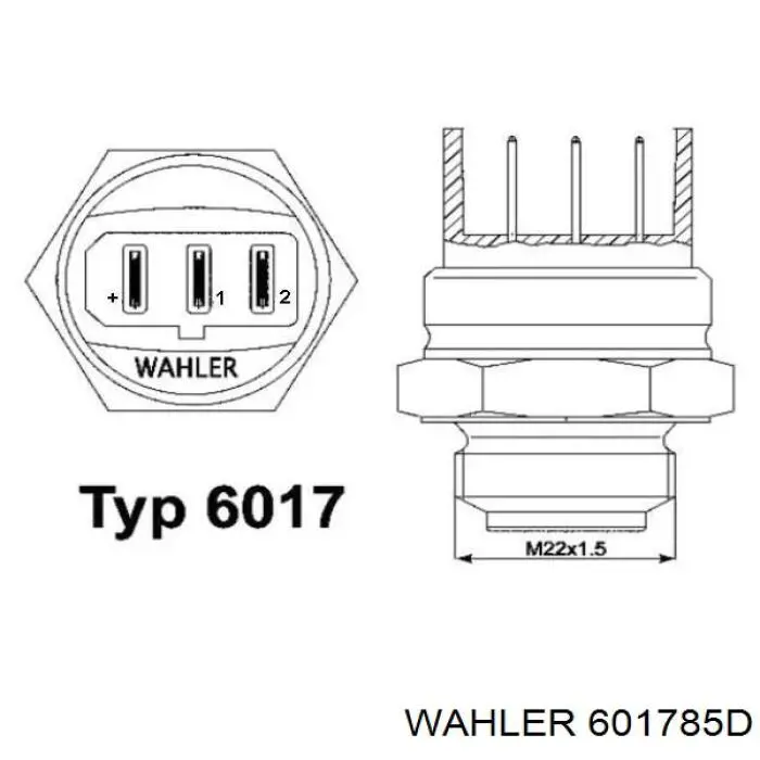 Датчик температуры охлаждающей жидкости (включения вентилятора радиатора) Wahler 601785D