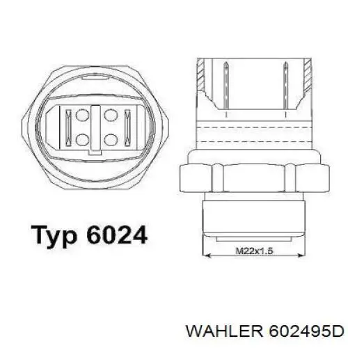 Датчик температуры охлаждающей жидкости (включения вентилятора радиатора) Wahler 602495D
