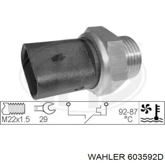 Датчик температуры охлаждающей жидкости (включения вентилятора радиатора) Wahler 603592D