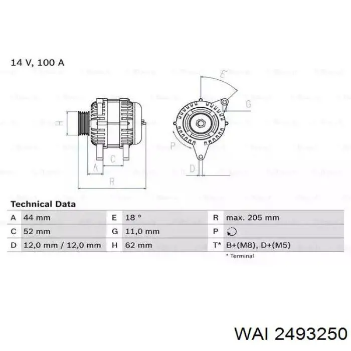 Шкив генератора 2493250 WAI