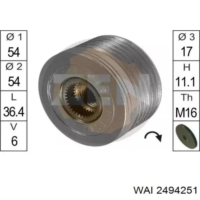 Купить ZNP28611 ZNP Шкив ремня генератора