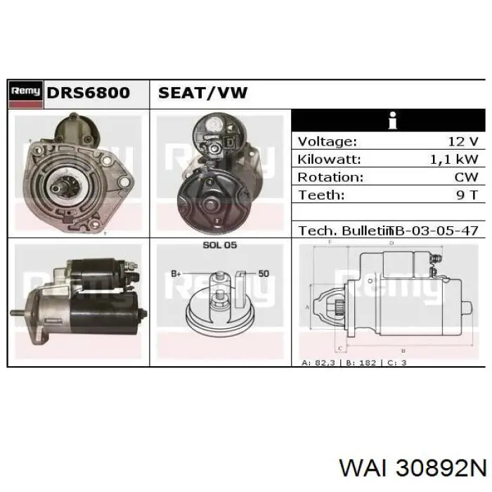 Стартер Bosch 0331303147647 цена, от 81.30 USD