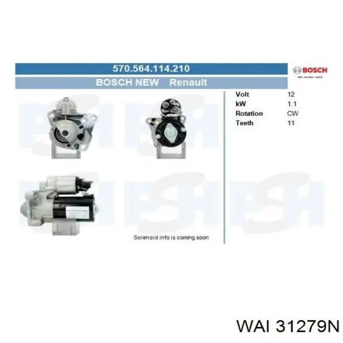 Стартер WAI 31279N цена, от 85.72 USD