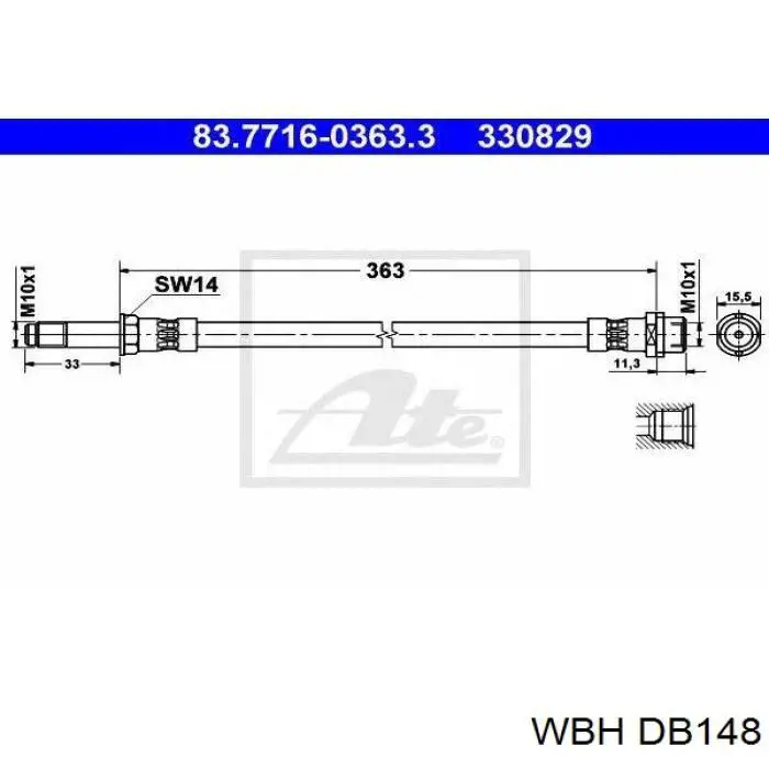 DB148 WBH Гибкая тормозная трубка передняя