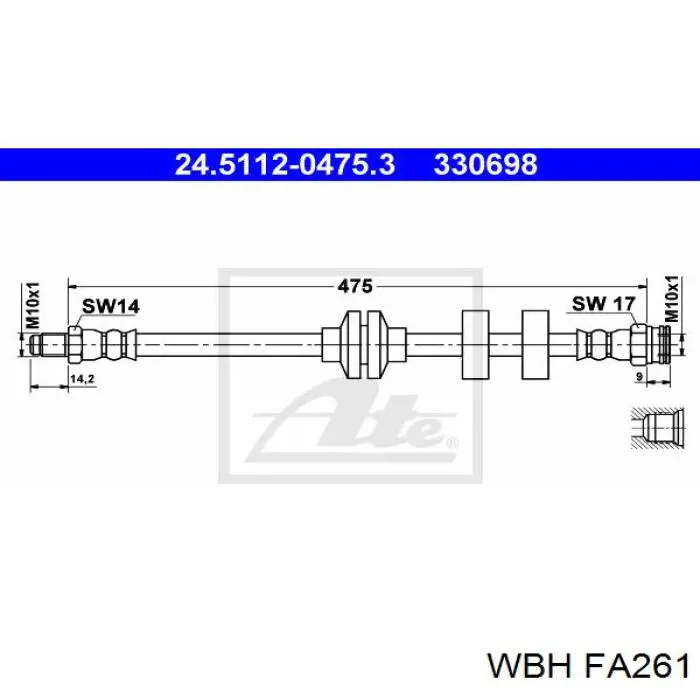FA261 WBH Гибкая тормозная трубка передняя