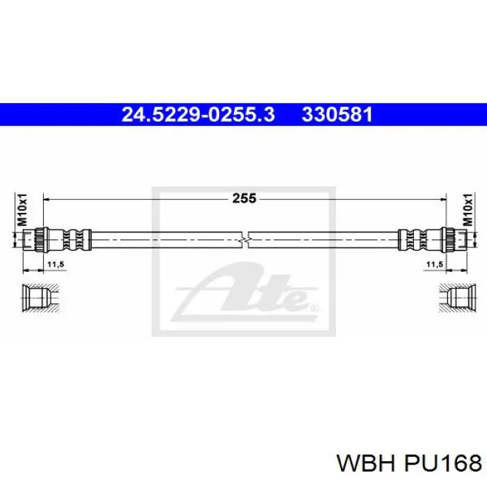 Задний тормозной шланг PU168 WBH