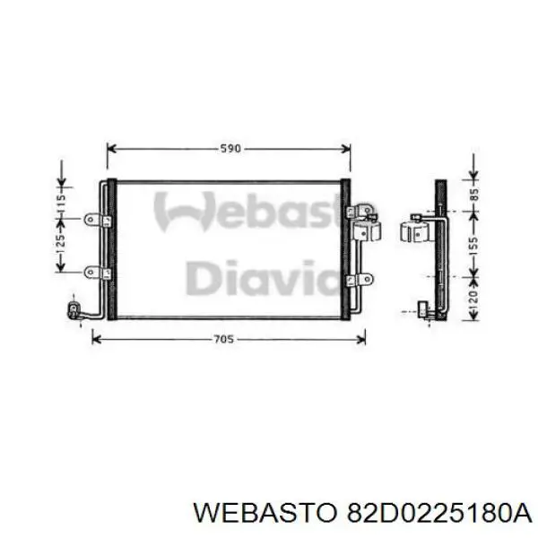 Радиатор кондиционера 82D0225180A Webasto