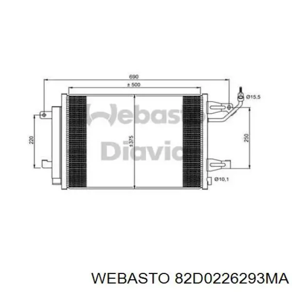 Радиатор кондиционера 82D0226293MA Webasto