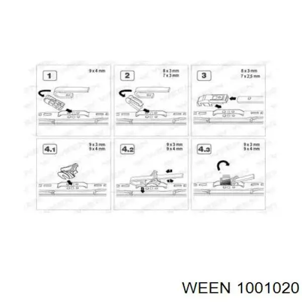 1001020 Ween щетка-дворник лобового стекла пассажирская