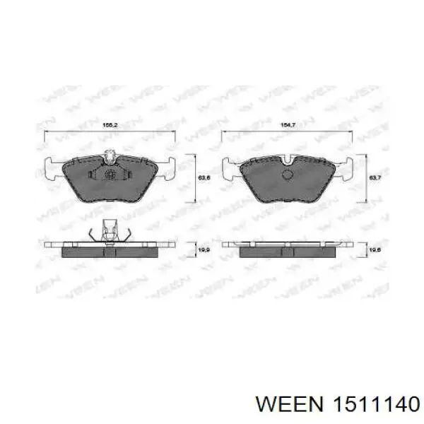 151-1140 Ween колодки тормозные передние дисковые