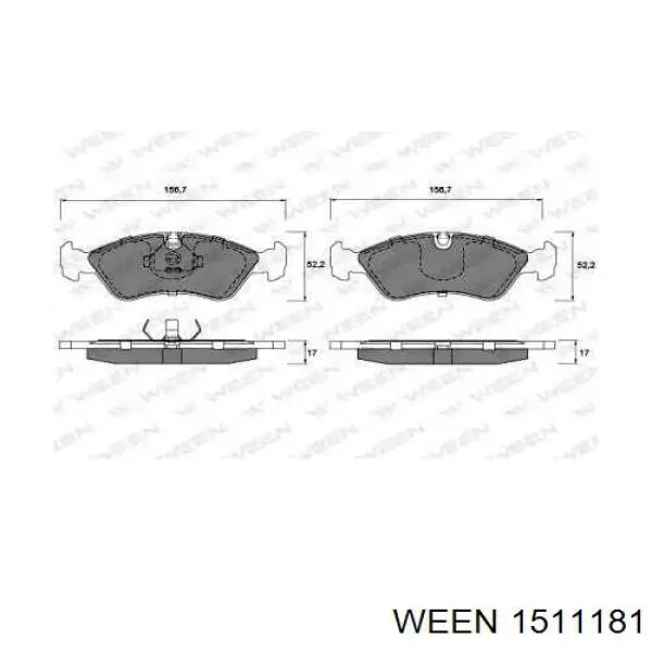151-1181 Ween колодки тормозные передние дисковые