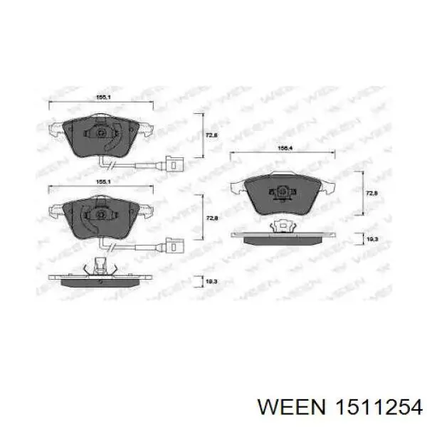151-1254 Ween колодки тормозные передние дисковые
