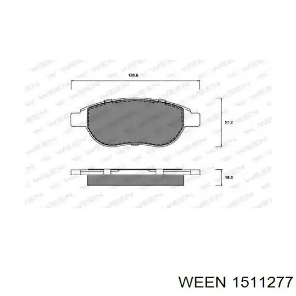 151-1277 Ween колодки тормозные передние дисковые