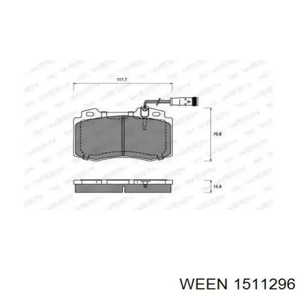 151-1296 Ween колодки тормозные передние дисковые