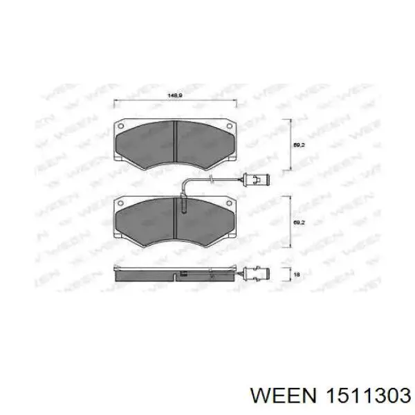 151-1303 Ween колодки тормозные передние дисковые