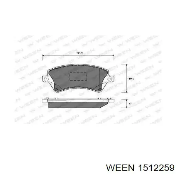 Передние тормозные колодки 1512259 Ween