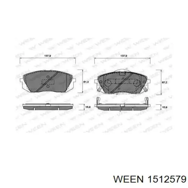 Передние тормозные колодки 1512579 Ween