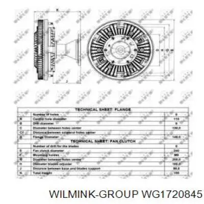 WG1720845 Wilmink Group вискомуфта (вязкостная муфта вентилятора охлаждения)