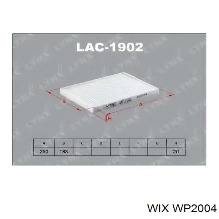 Фильтр салона WP2004 WIX