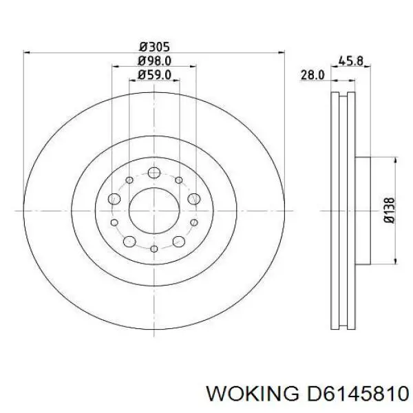 Тормоз дисковый передний Woking D6145810 цена, от 56.65 USD