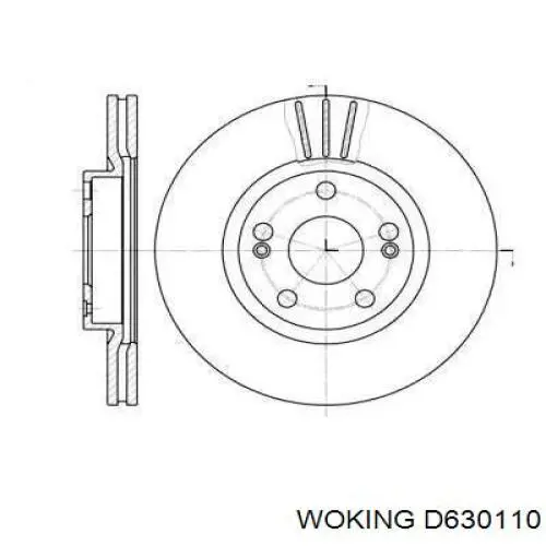 Передние тормозные диски D630110 Woking