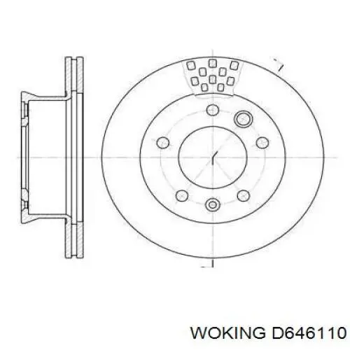 D646110 Woking диск тормозной передний
