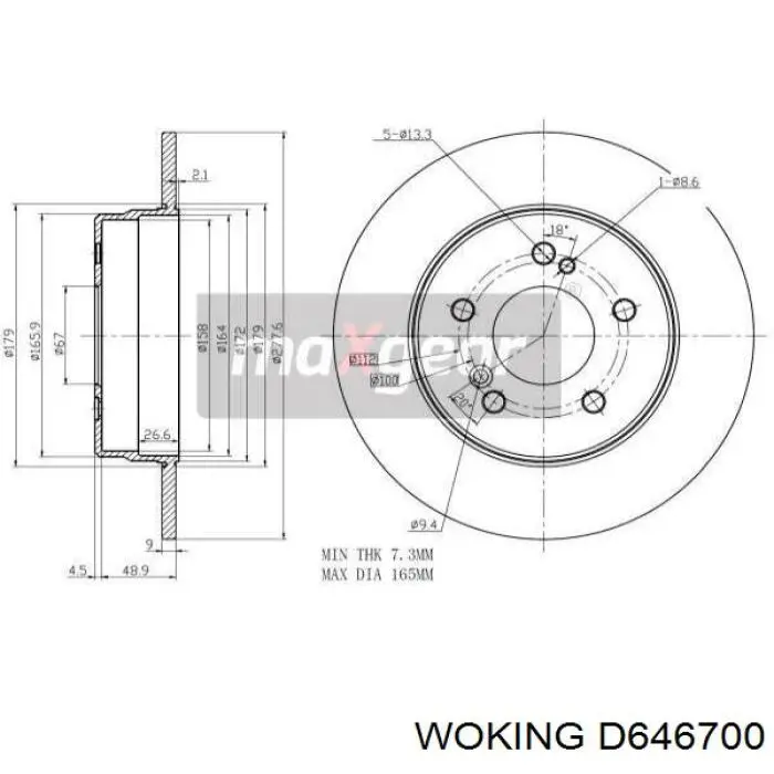 Купить D646700 Woking Диск тормозной задний