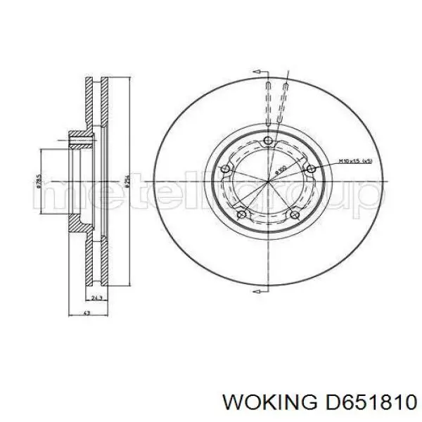 Freno de disco delantero D651810 Woking